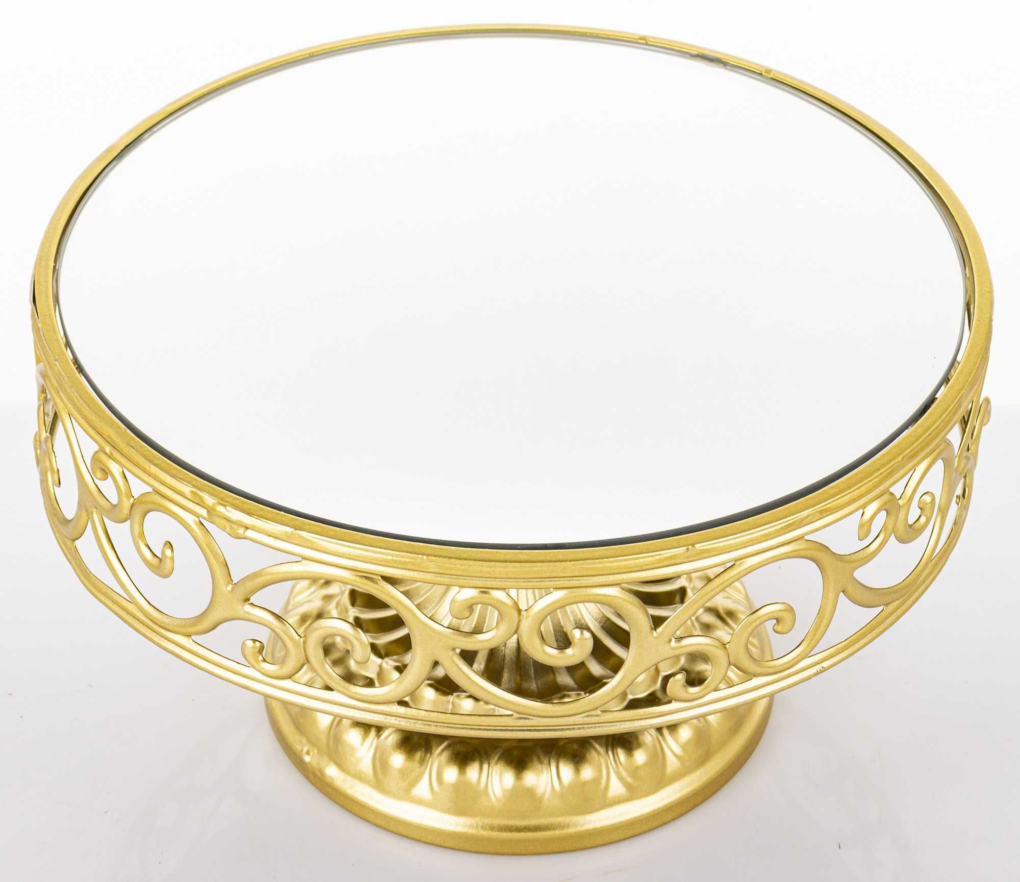 Patera taca złota metalowa 15x26 cm szklana glamour dekoracja pałacowa