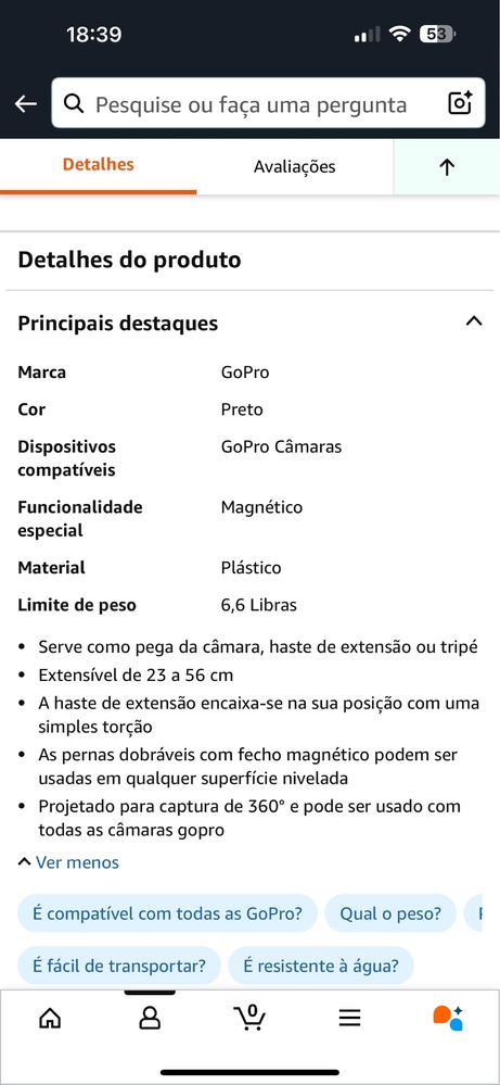 GoPro Max Grip + Tripé - preto