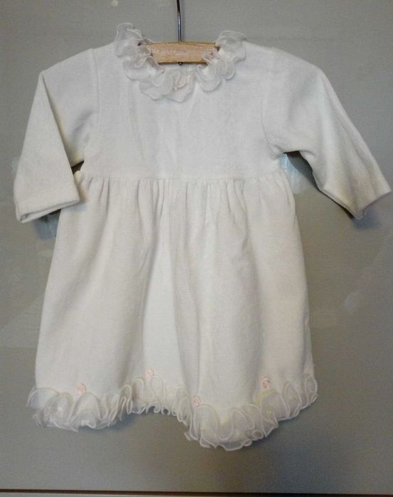 Sukienka i czapeczka dziewczęca biała, roz. 80