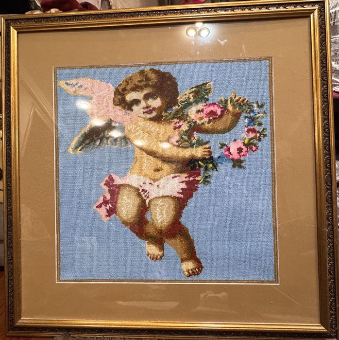 Вінтажна вишита картина муліне