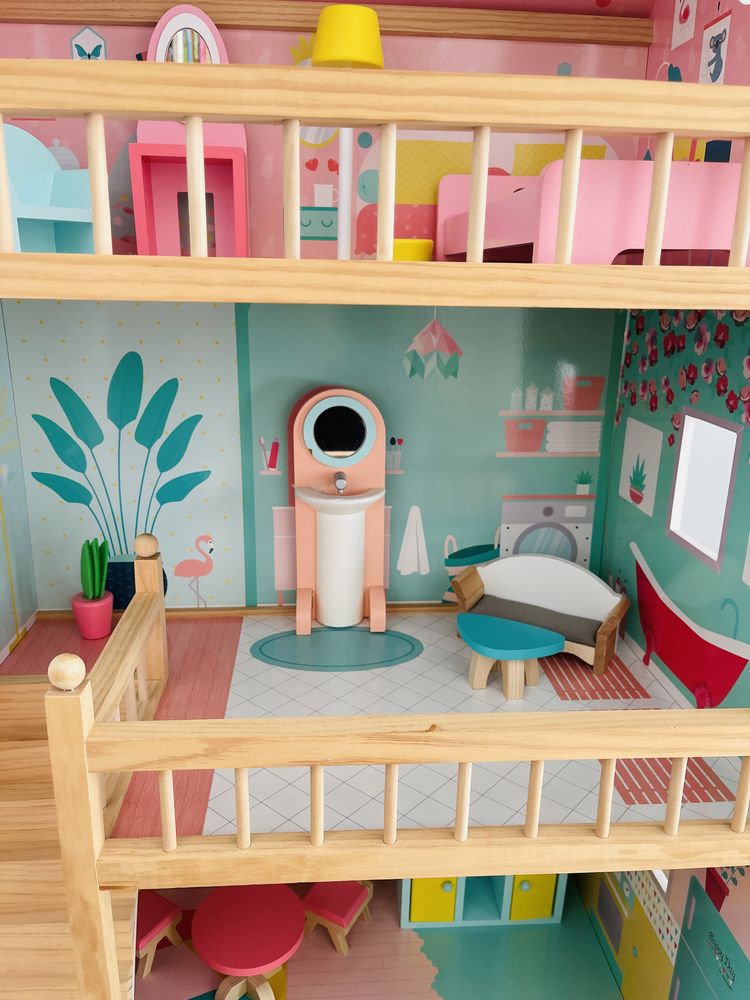 Casa de madeira para bonecas barbie