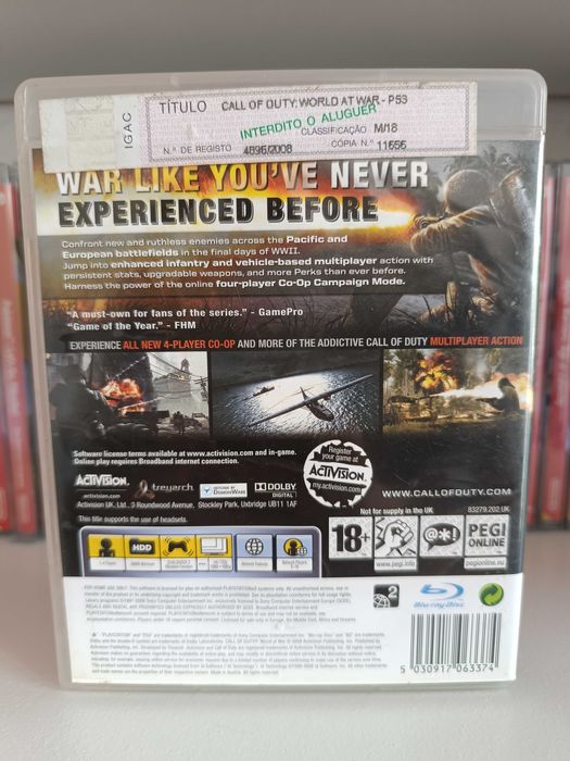 PS3 Jogos Call Of Duty: Black Ops III e Call of Duty World at War