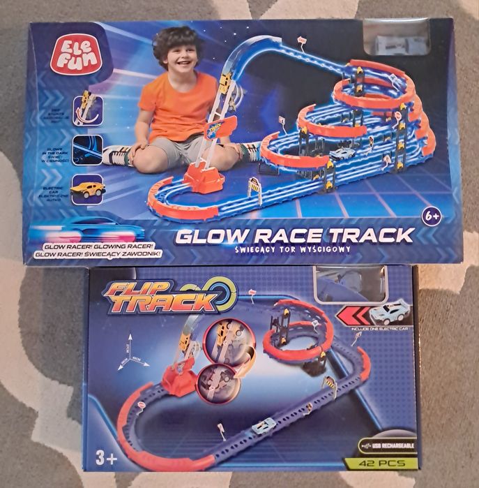 2 tory . Elefun Świecący tor wyścigowy ,Flip track