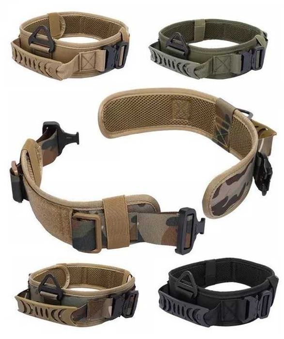 Тактичний широкий нашийник для великих собак з ручкою та мет. пряжками
