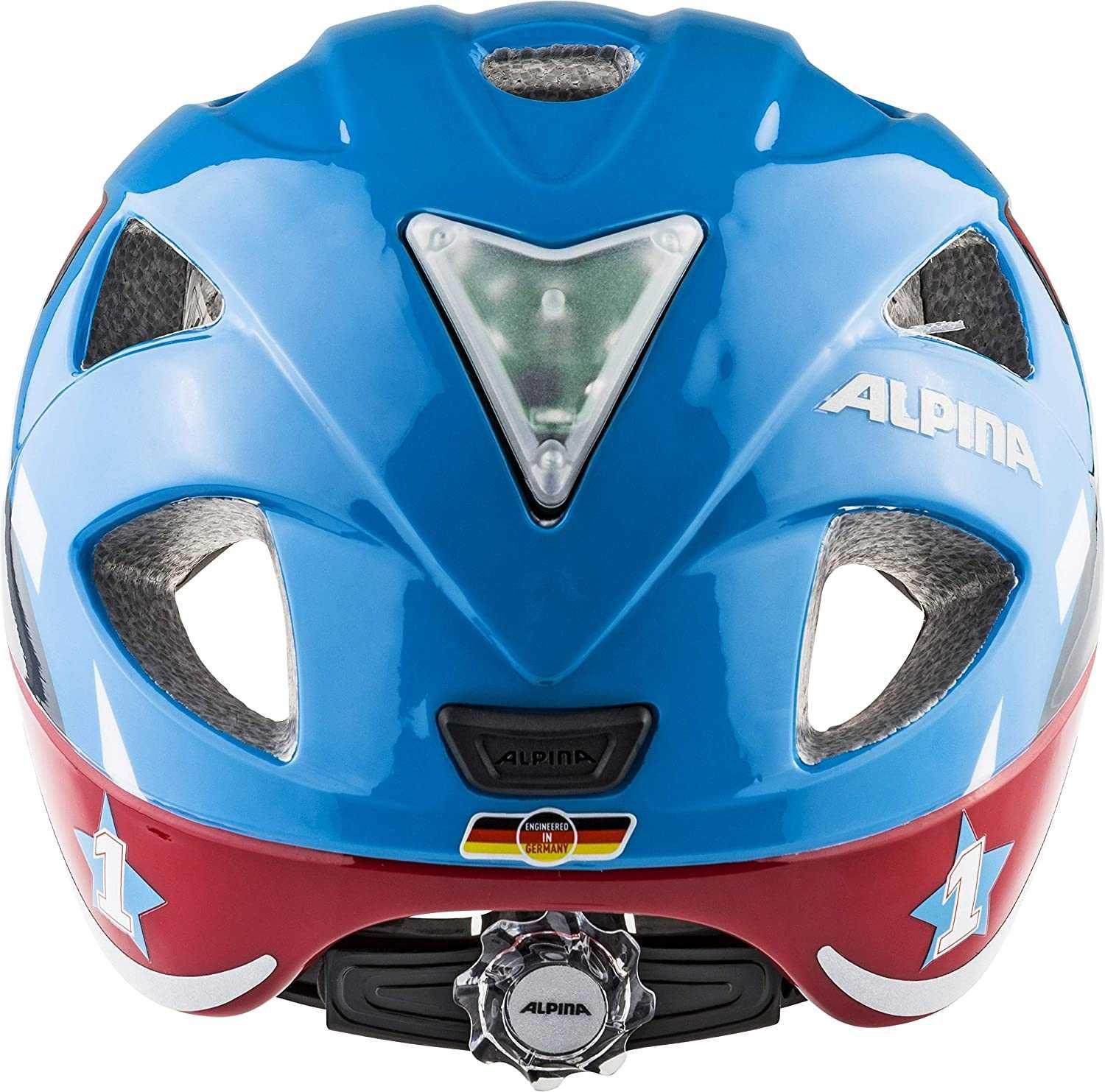 Alpina Ximo Flash 49 54 red car LED kask rowerowy chłopięcy hulajnoga