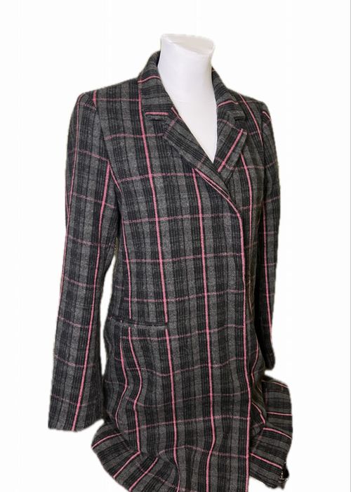 Płaszcz w różową kratę przejściowy sinsay M