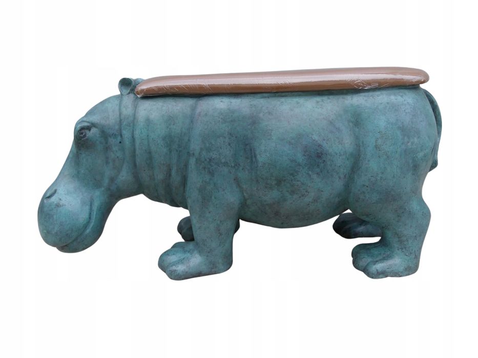 HIPOPOTAM-ławka z brązu DUŻA siedzisko fIGURA