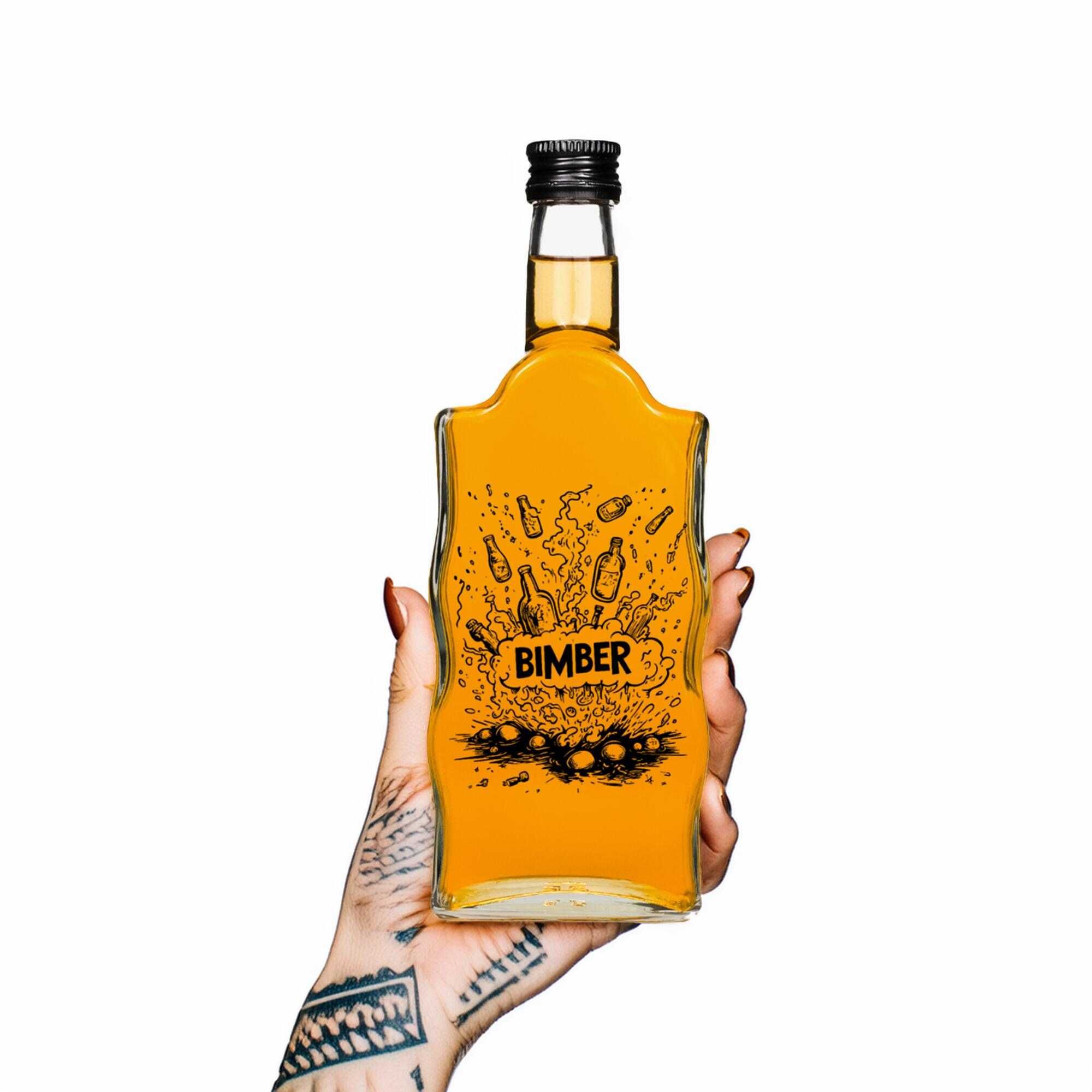 10x Butelka Warta 500 ml z nadrukiem Bombowy Bimber + zakrętki– bimber