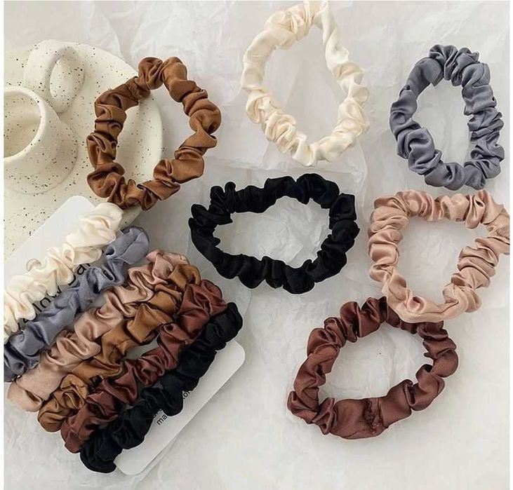 Gumki do włosów zestaw mini scrunchies 6 sztuk