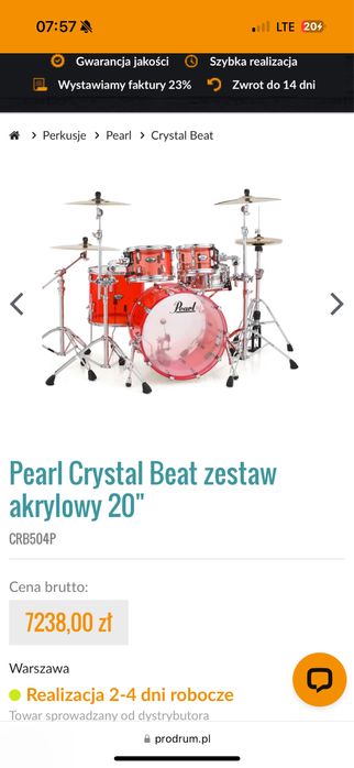 Pearl Crystal Beat 20” 10” 12” 14” JAK NOWY!!!  shellset