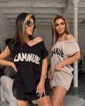 Sweter damski LaManuel College Uni czarny beżowy