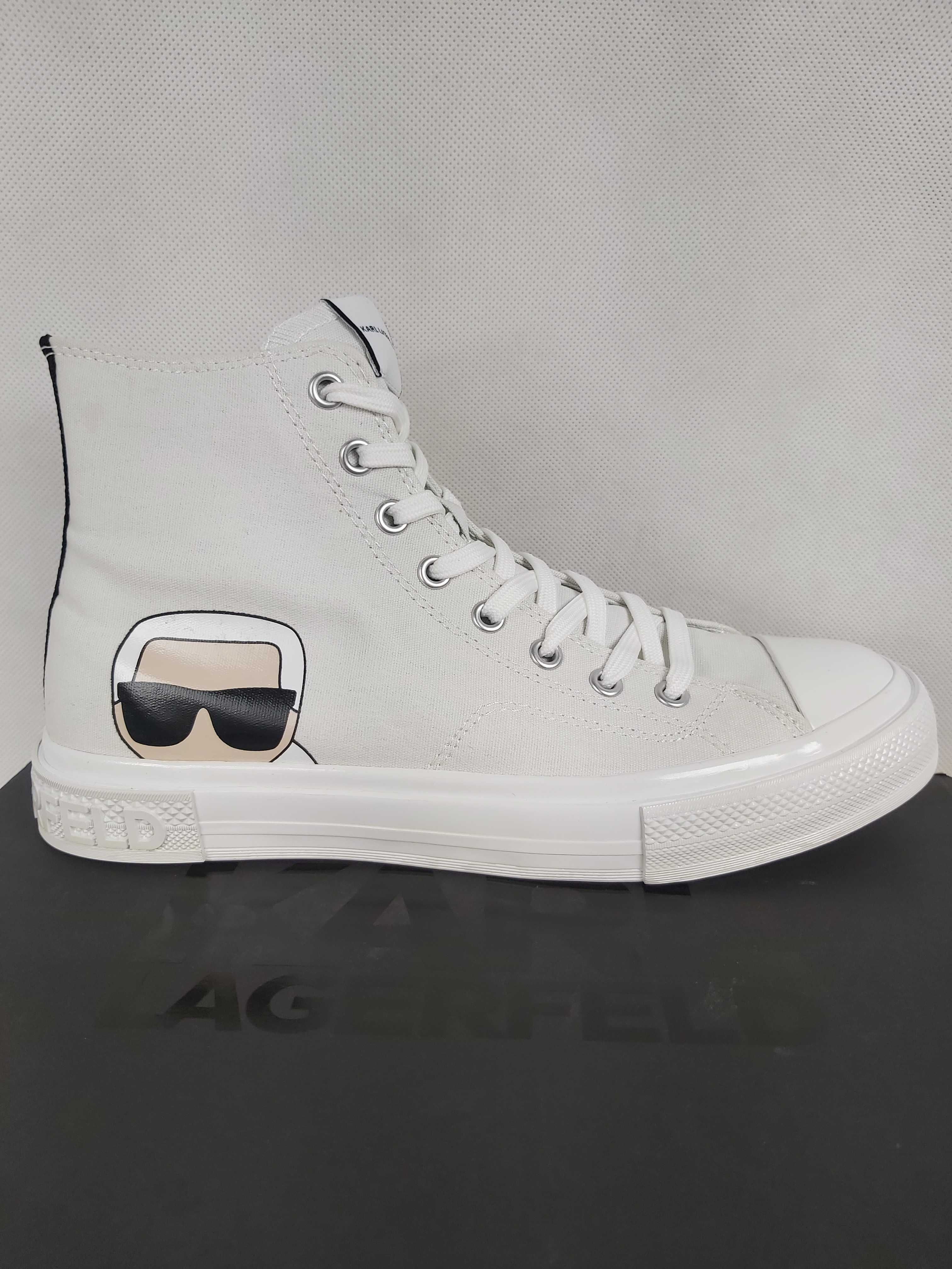 Nowe trapki wysokie KARL LAGERFELD białe sneakersy kampus III 40