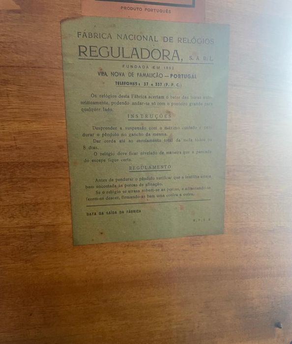 Relógio de parede a Reguladora