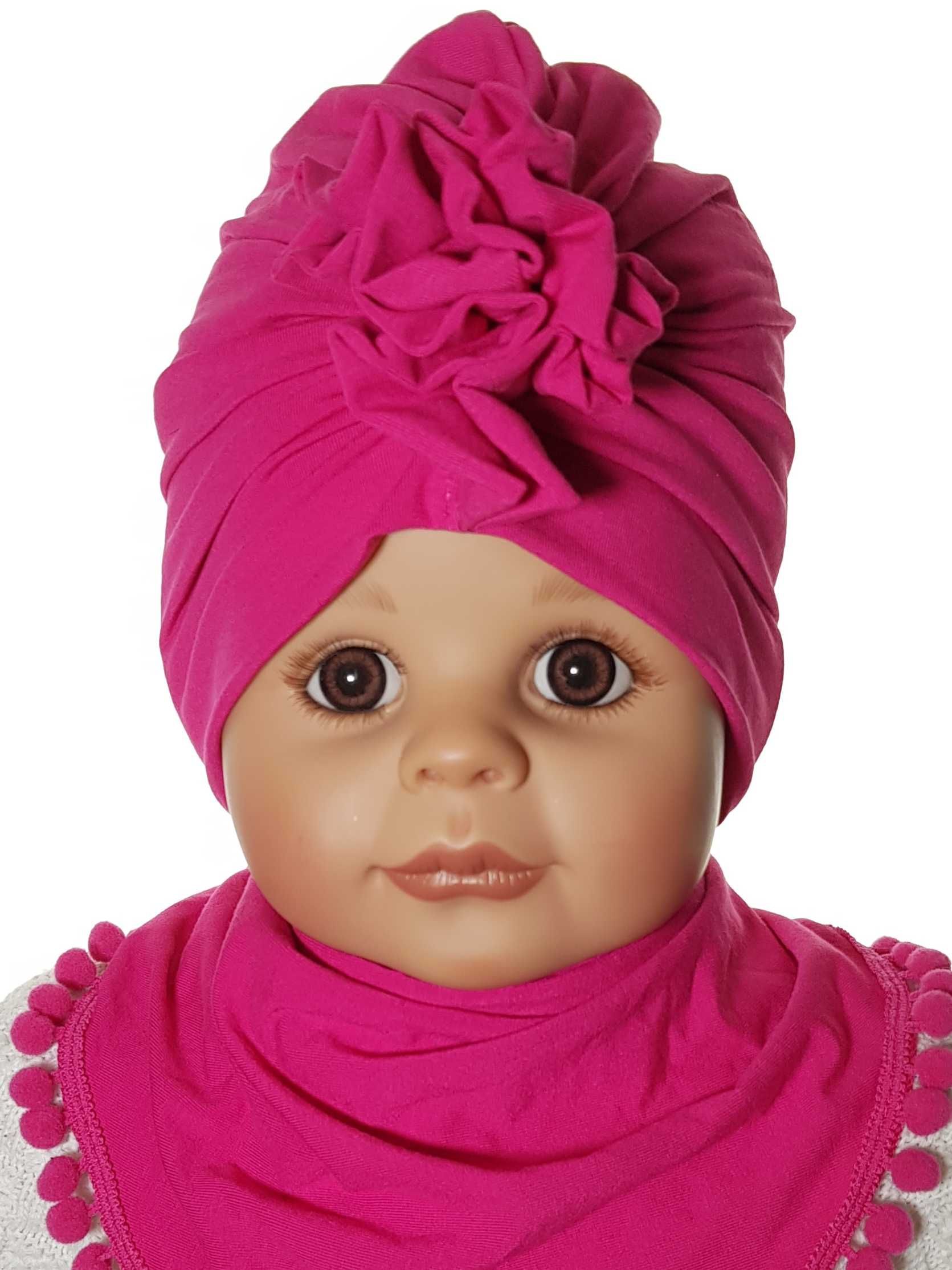 Producent Niemowlęcy KOMPLET CZAPECZKA TURBAN + CHUSTKA 0-9 m-c 5kolor
