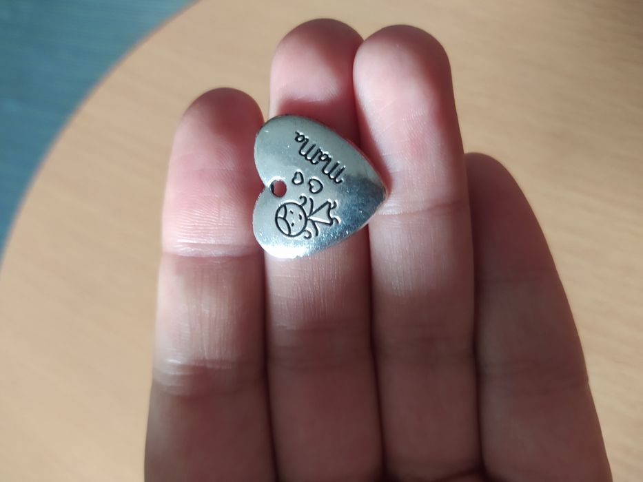 Pendente coração mamã/mãe com menina prateado NOVO