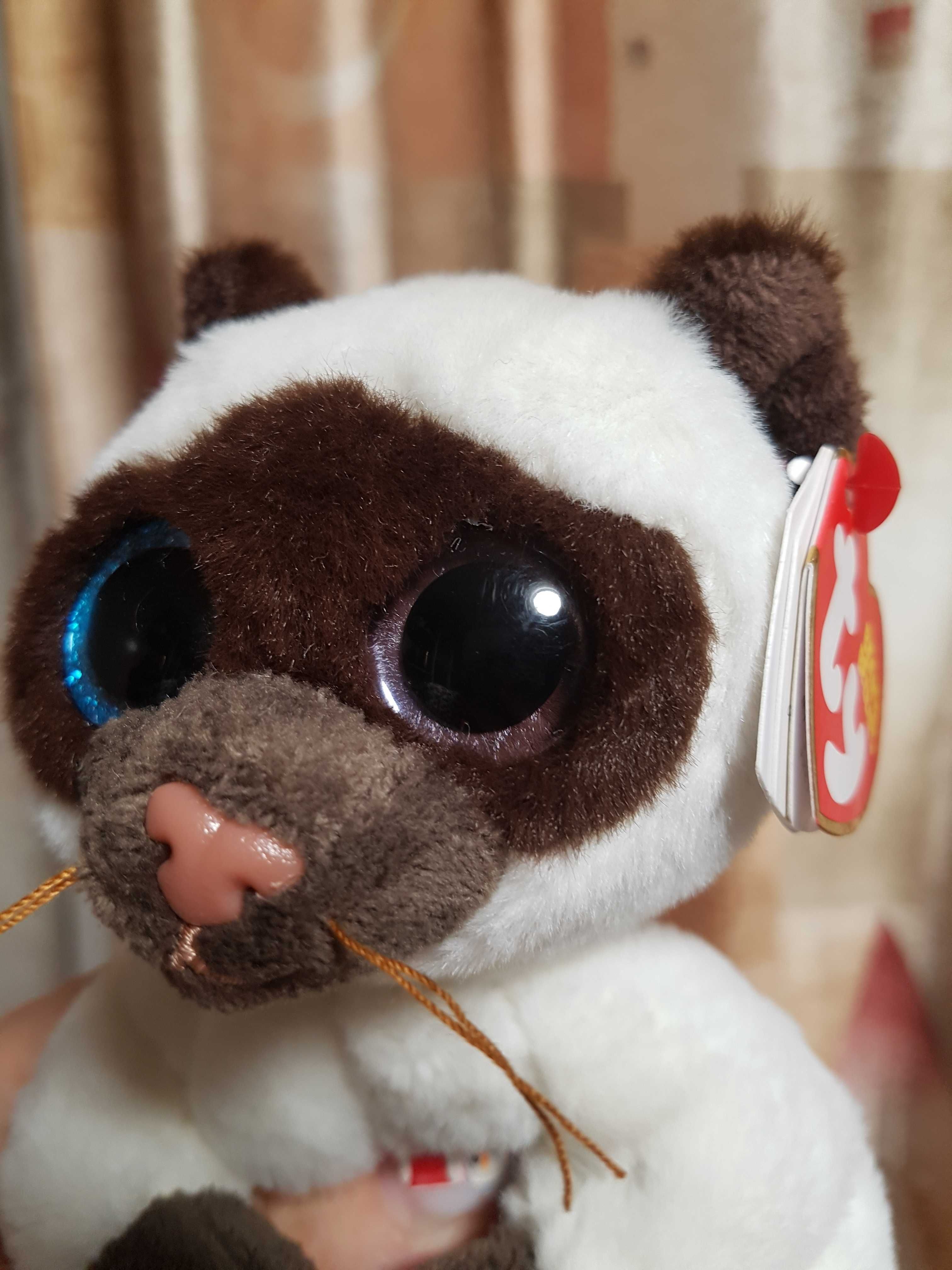 Ty beanie babies глазастик сиамская кошка с разными глазами miso 22 см