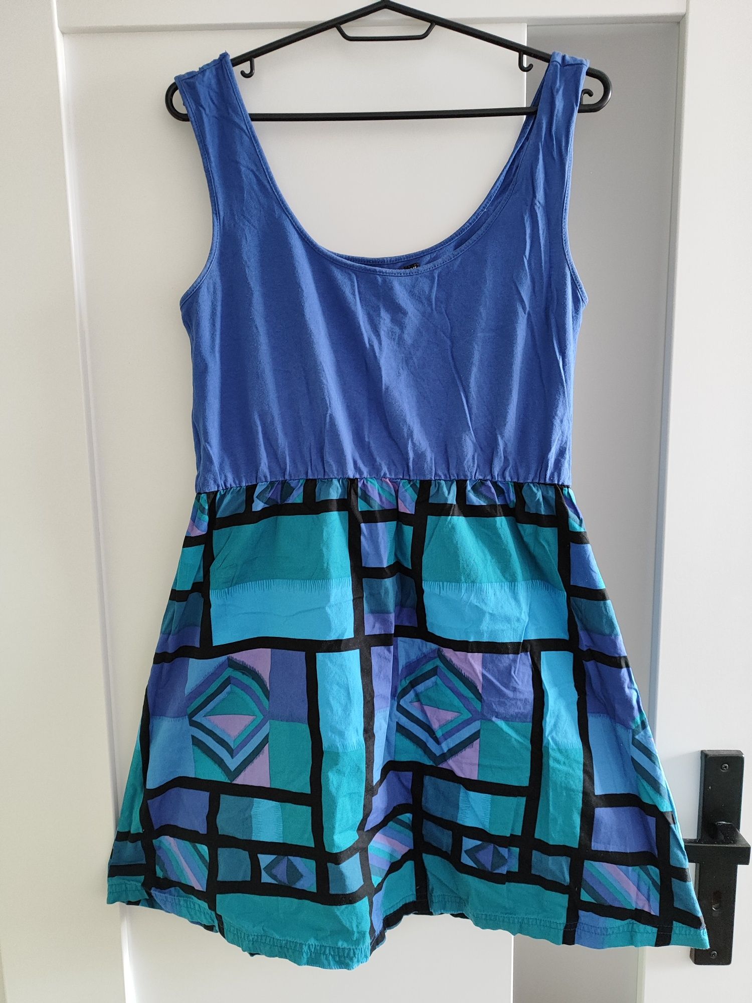 Letnia sukienka xl 42 niebieska vintage