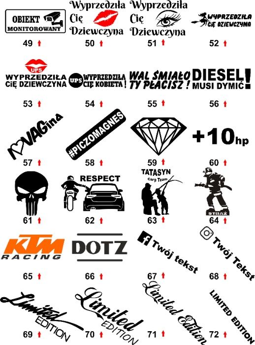 Naklejka/Wlepa na Samochód Auto Śmieszne Rożne + indywidualny wzór