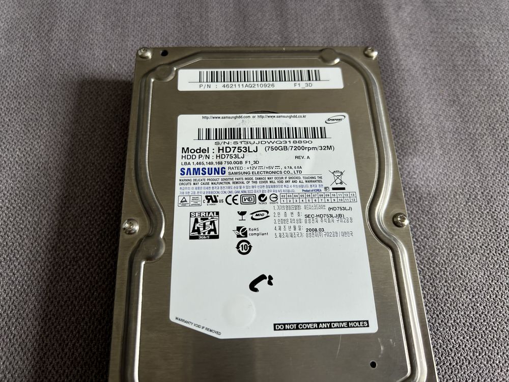 Dysk twardy HDD 3,5” samsung 750GB 7200rpm ZAPRASZAM