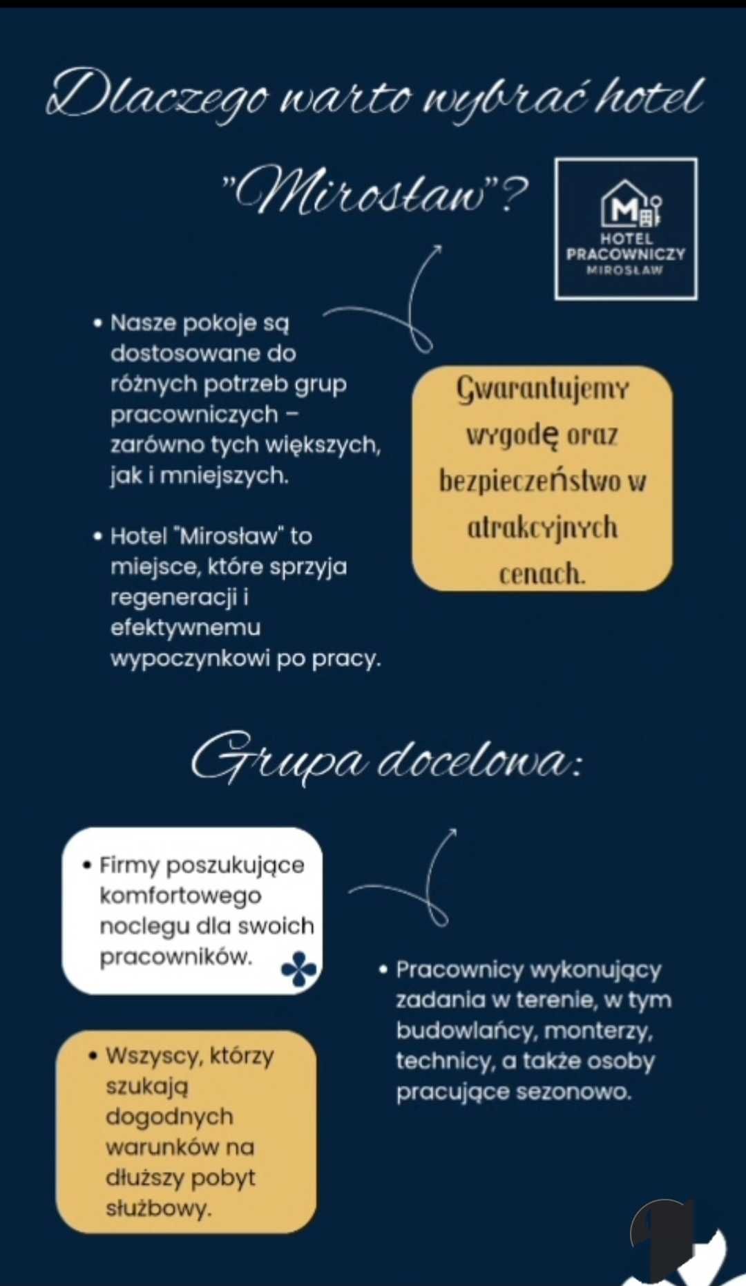 HOTEL PRACOWNICZY MIROSŁAW
Komfort pracy i wypoczynku !