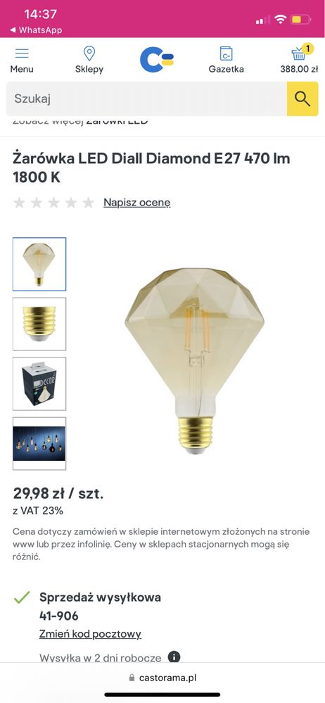 Żarówka LED Diall Diamond E27 470 lm 1800 K