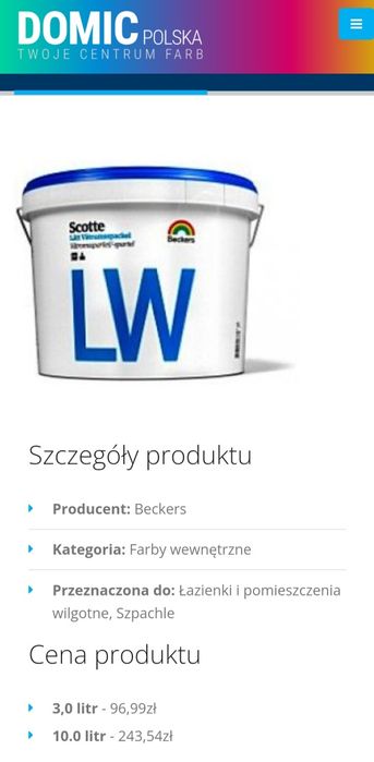 Gładź Szpachlowa Gipsowa Beckers Scotte 10L Atlas Flugger Śnieżka