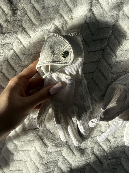 Rękawiczki jeździeckie Roeckl stan idealnyn białe 6,5