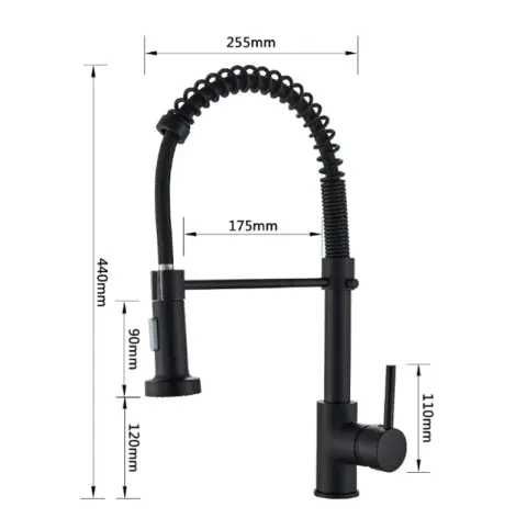 Стильний кухонний змішувач Matte Black Гнучкий кран з обертанням  360