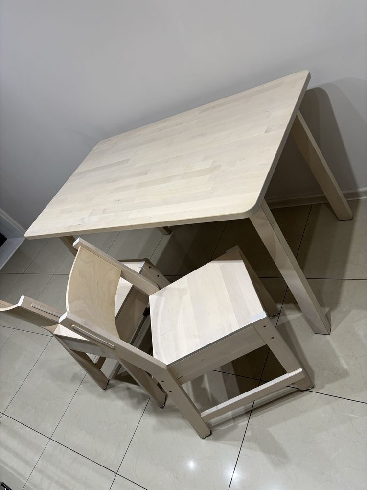 Stół Ikea Norraker oraz 2 krzesła - biala brzoza