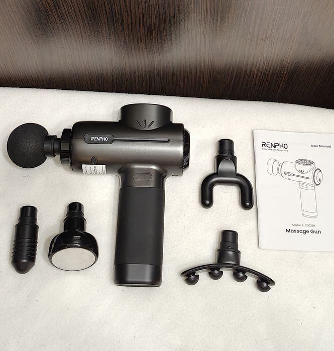 Renpho masażer pistoletowy z podgrzewaną głowicą Bluetooth