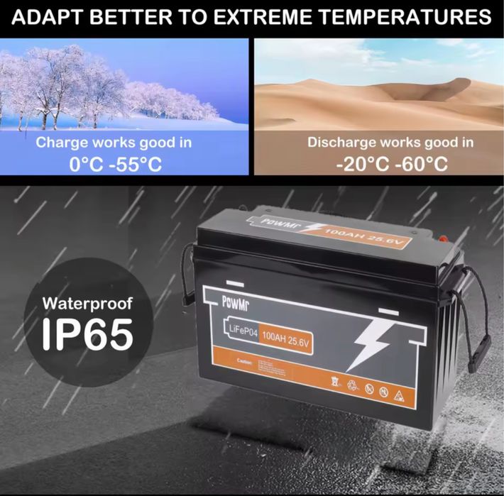 PowMr 100Ah 12V - LiFePO4 акумулятори
