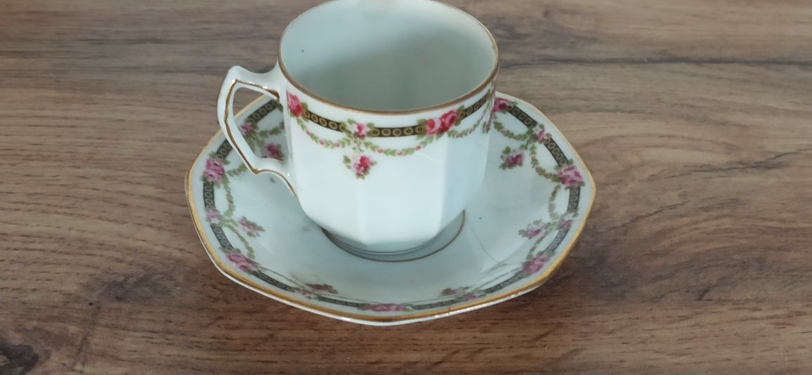Stara Porcelanowa filiżanka z talerzykiem Jean Haviland Alexandrie