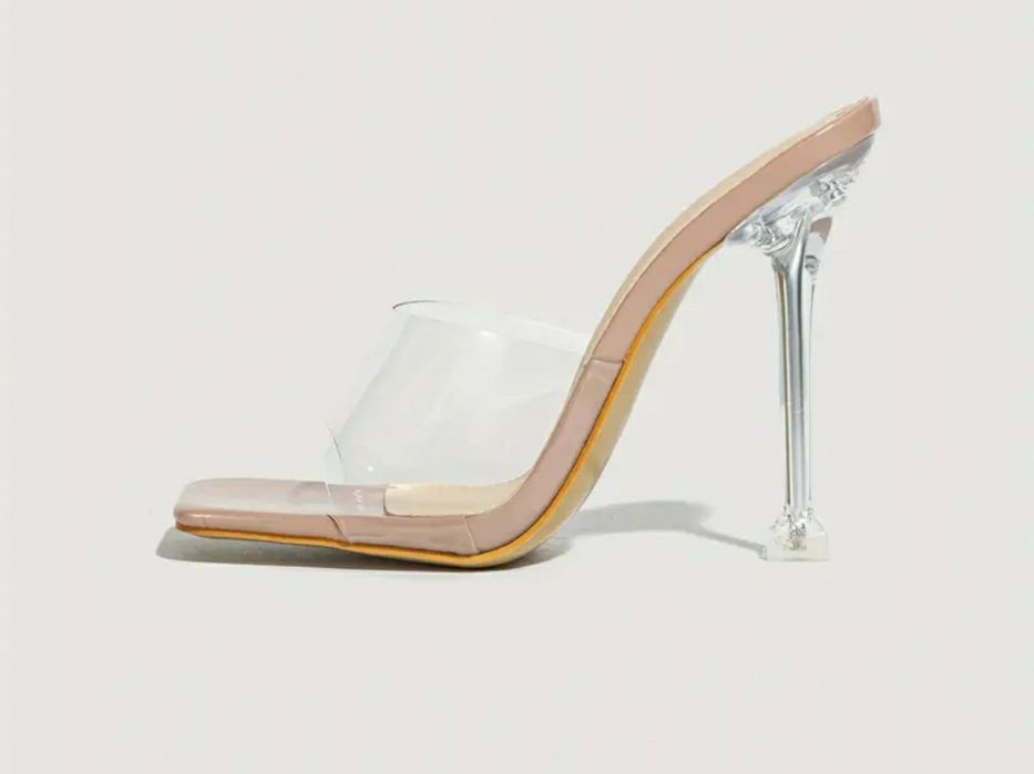Klapki szpilki transparentne