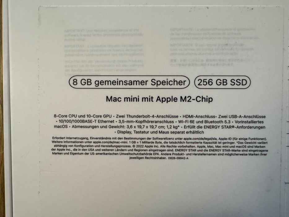 Mac Mini M2 8GB RAM 256GB SSD