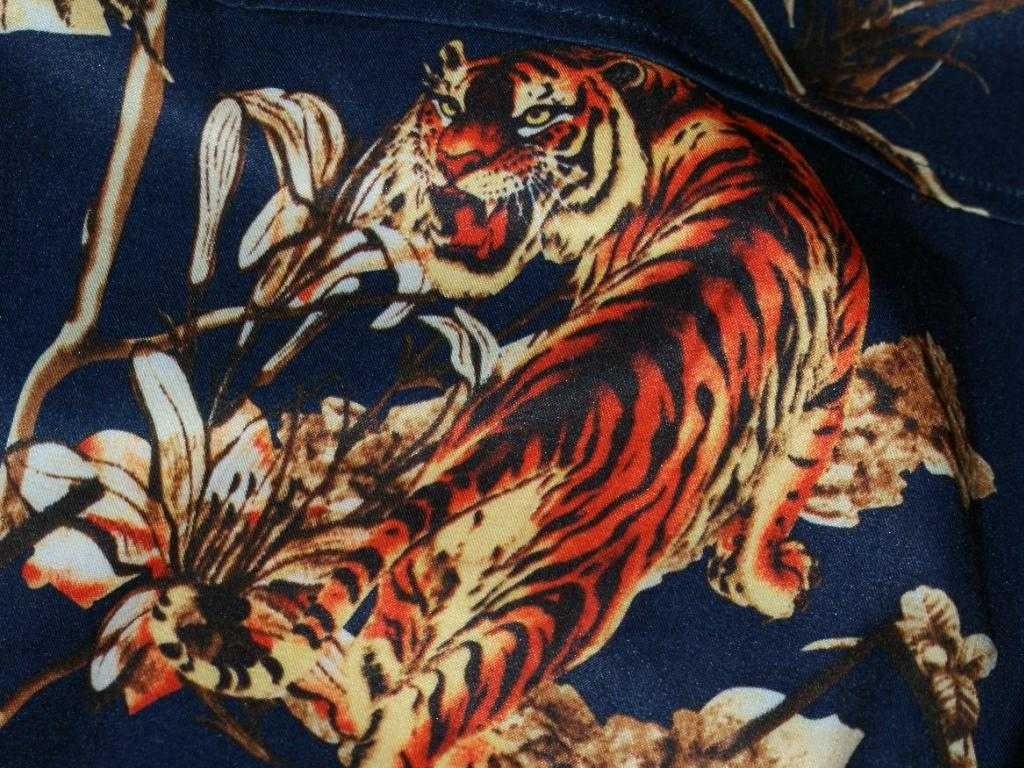 Tygrys tiger alt koszula męska kwiaty boho estradowa S