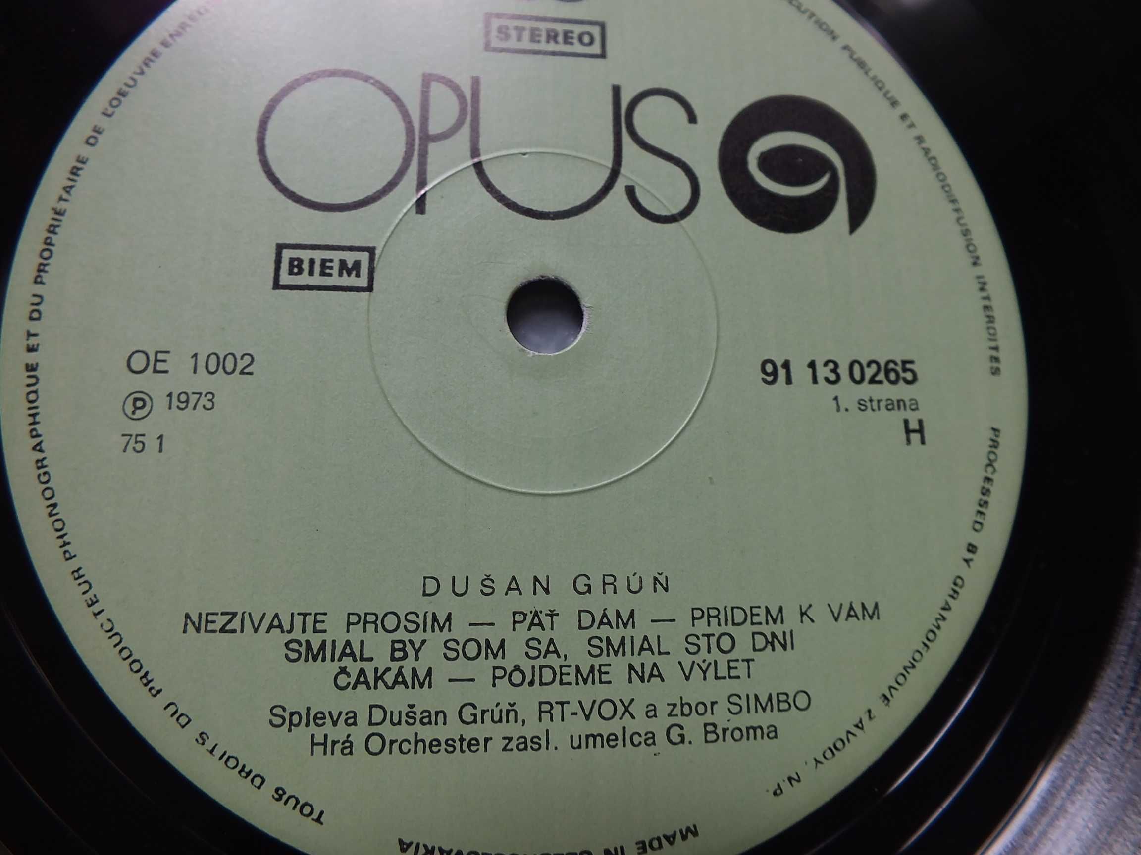 Płyta winylowa LP, DUSAN GRUN - Dušan Grúň 1973r.,winyl Opus