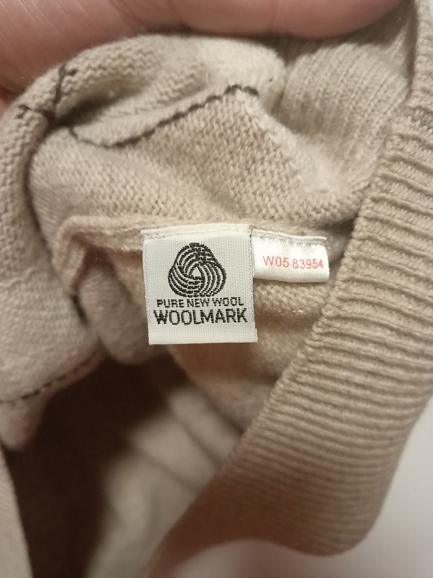 Sweter wełniany lambswool vintage w romby
