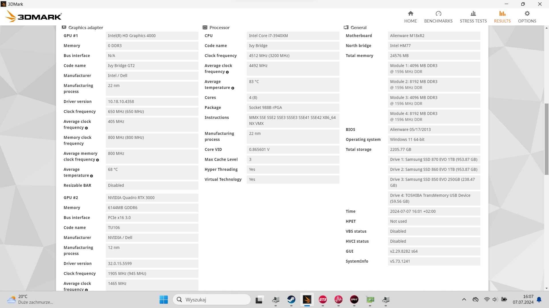 Nvidia Quadro RTX 3000 M MXM Alienware