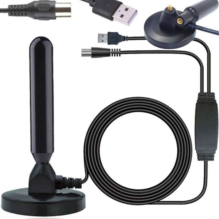 Antena telewizyjna DVB-T2 cyfrowa do TV/PC pasywna pokojowa USB