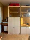 Modułowa witryna 85×200×55 cm, krem, szkło przyciemniane x 3