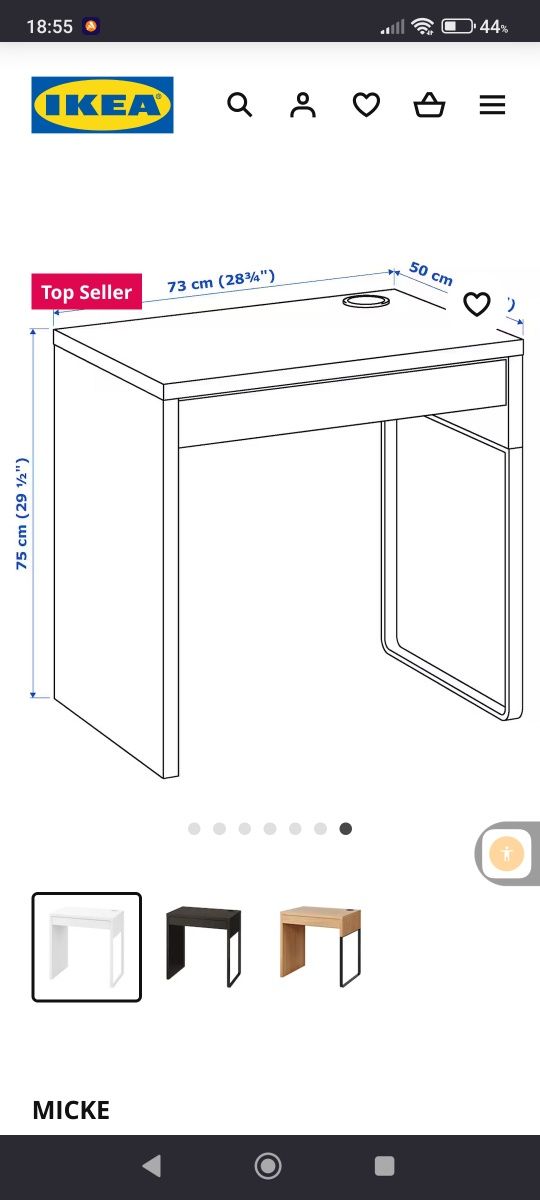 Białe biurko z szufladą Ikea Micke