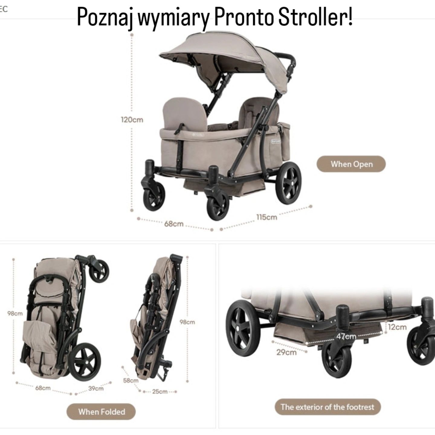 Wózek spacerowy PRONTO STROLLER, dla dwójki i trójki dzieci!