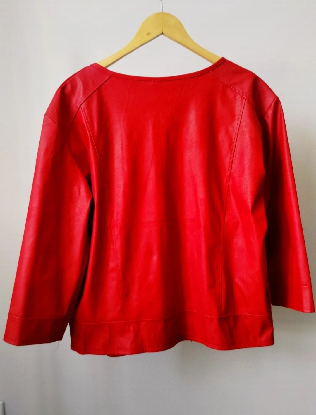 Czerwona kurtka skórzana żakiet z ekoskóry rozmiar XL