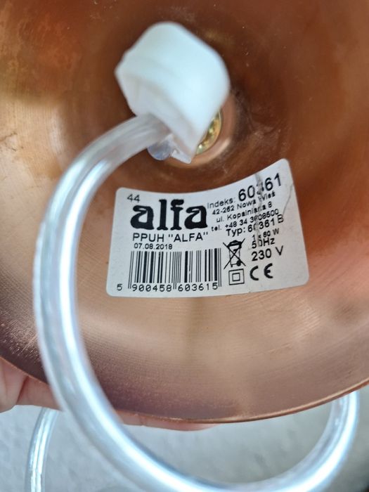 Nowoczesny żyrandol, alfa, miedziana, rose gold, różowe złoto