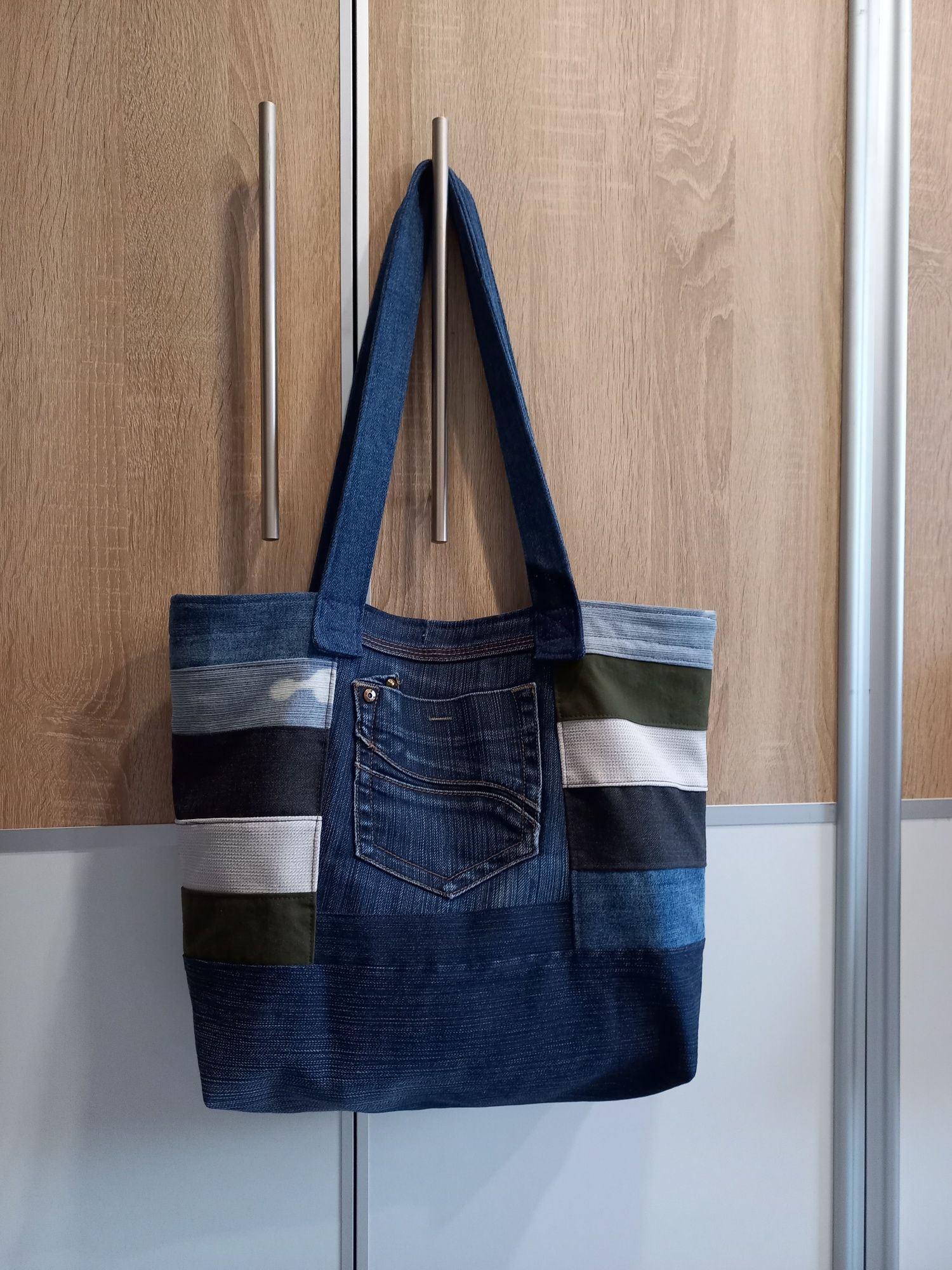 Torba jeansowa hand made dwustronna