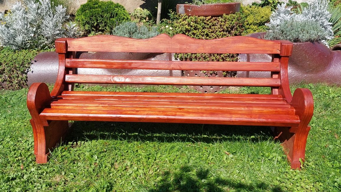 Ławka ogrodowa drewniana, ręcznie wykonana