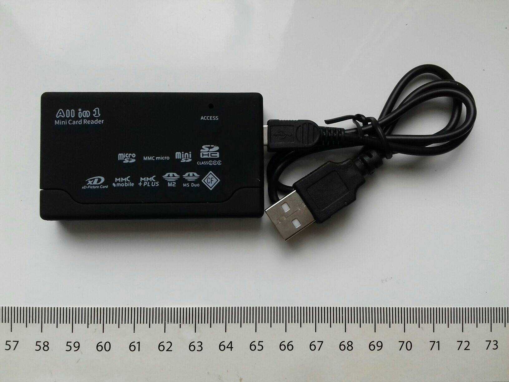 6w1, microSD, MMC, SD, XD, CF, MS Duo, M2, USB, NOWY czarny matowy