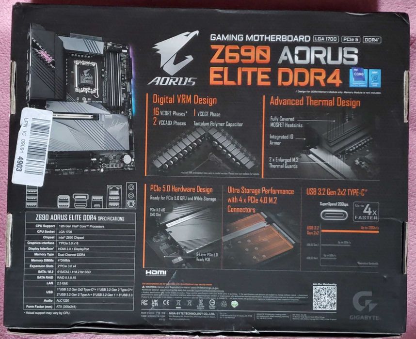 Гарантія  Топова материнка Gigabyte Z690 Aorus Elite DDR4 + ОЗУ