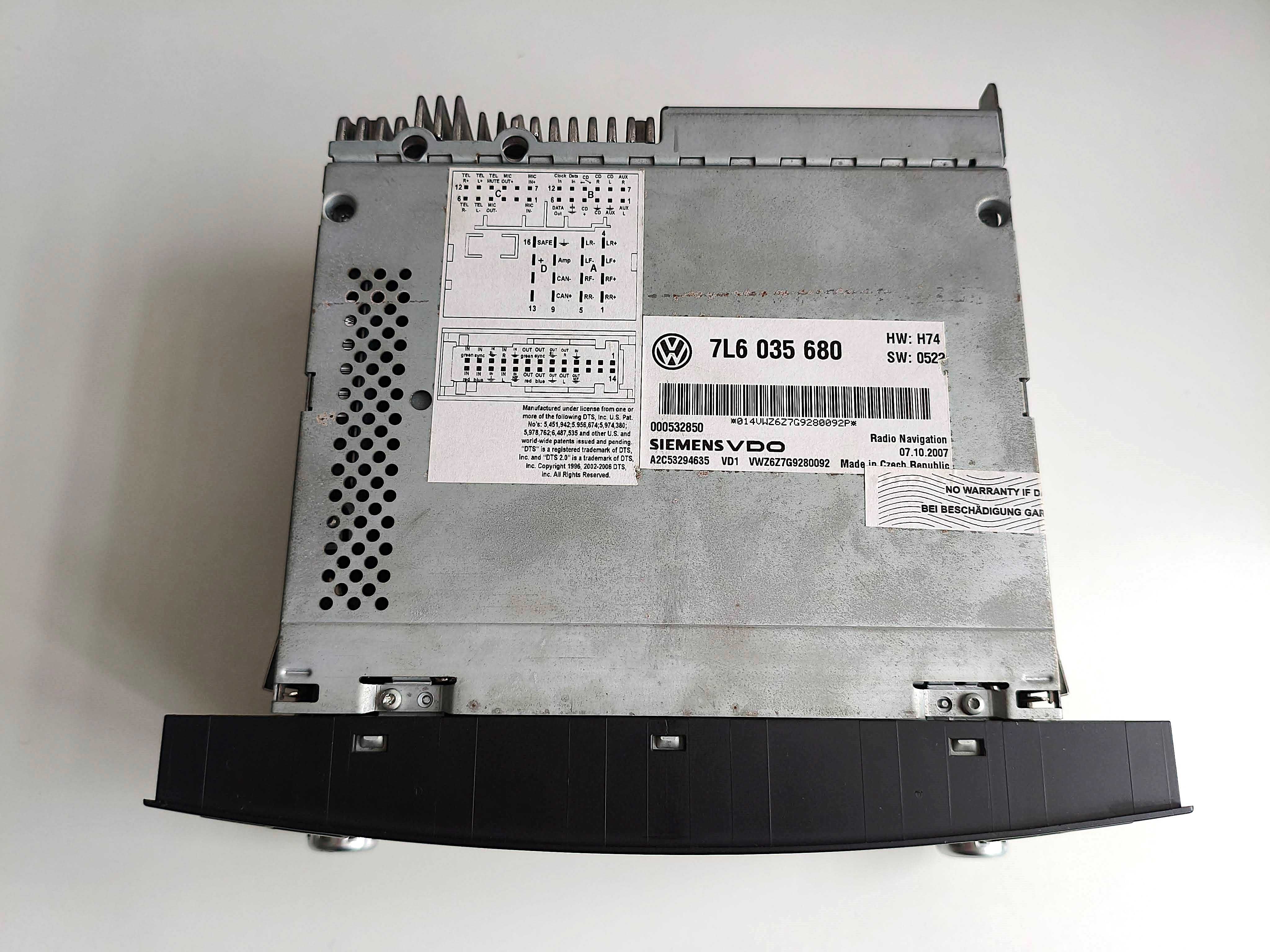 Radio VW RNS510 Touareg T5 Multivan KOD