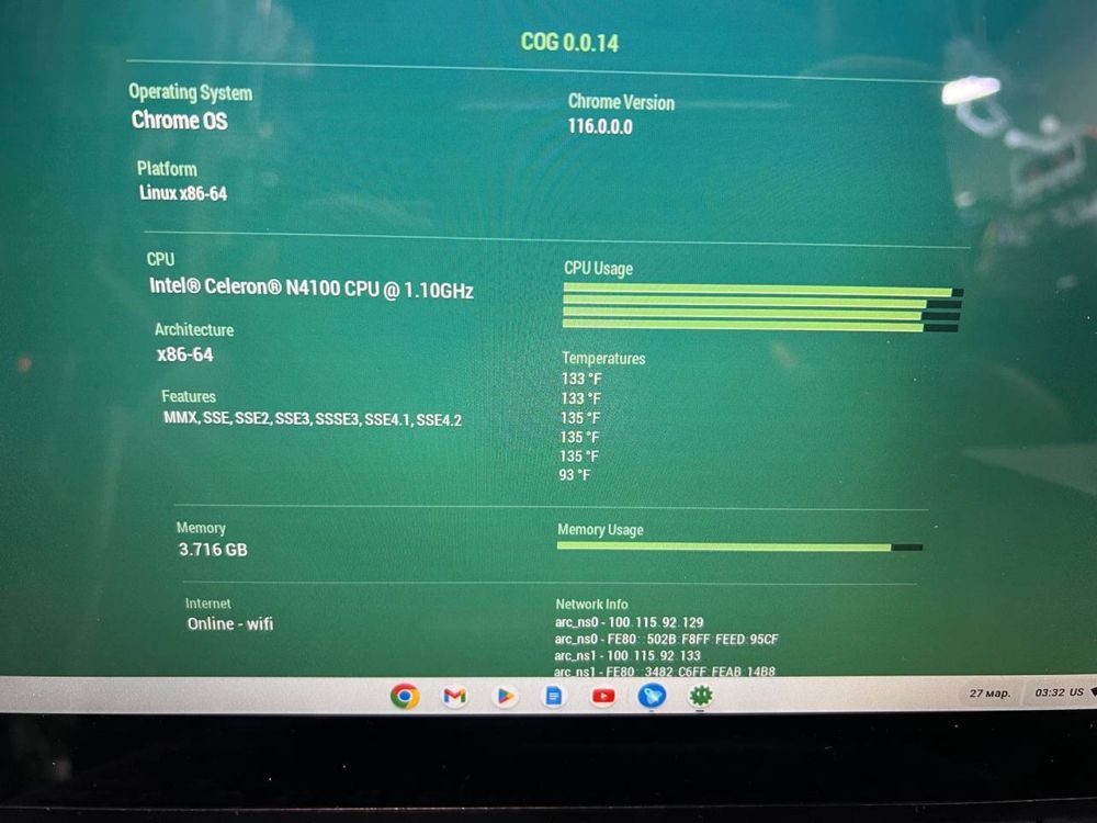 Lenovo 500e Chromebook 2nd Gen 11.6"/4GB RAM/32GB SSD/сенсоррий ! D468